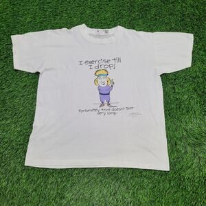Vintage Funny Exercise Shirt Womens XL 22x24 White